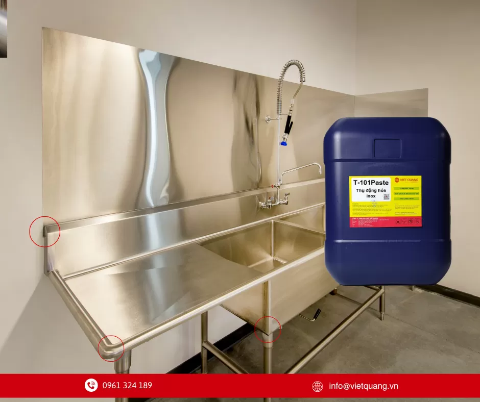 Bề mặt kim loại sử dụng chế phẩm thụ động hóa inox