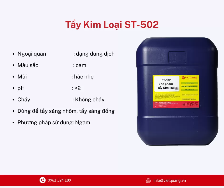 Hoá chất tẩy kim loại  tẩy sáng nhôm tẩy sáng đồng ST-502- Hóa chất Việt Quang