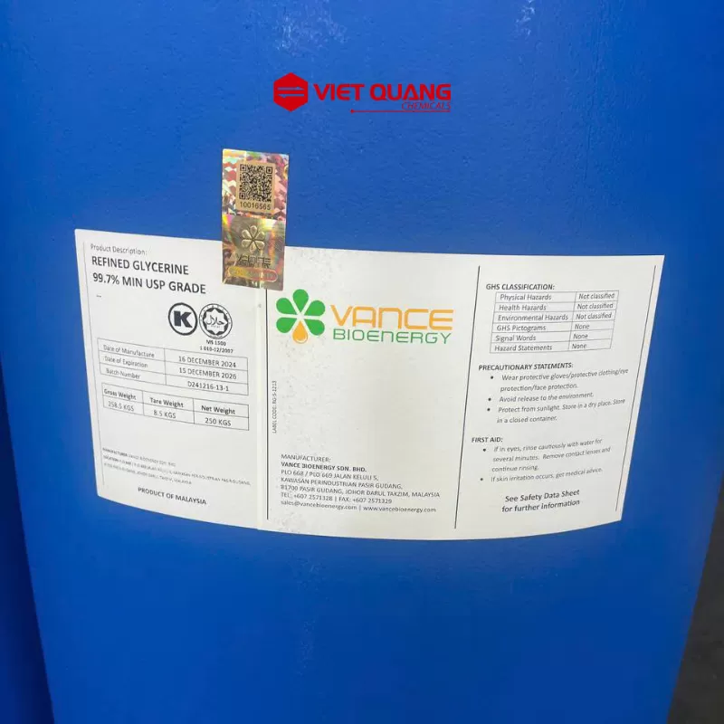 Dung môi Glycerine, Glycerol C₃H₈O₃