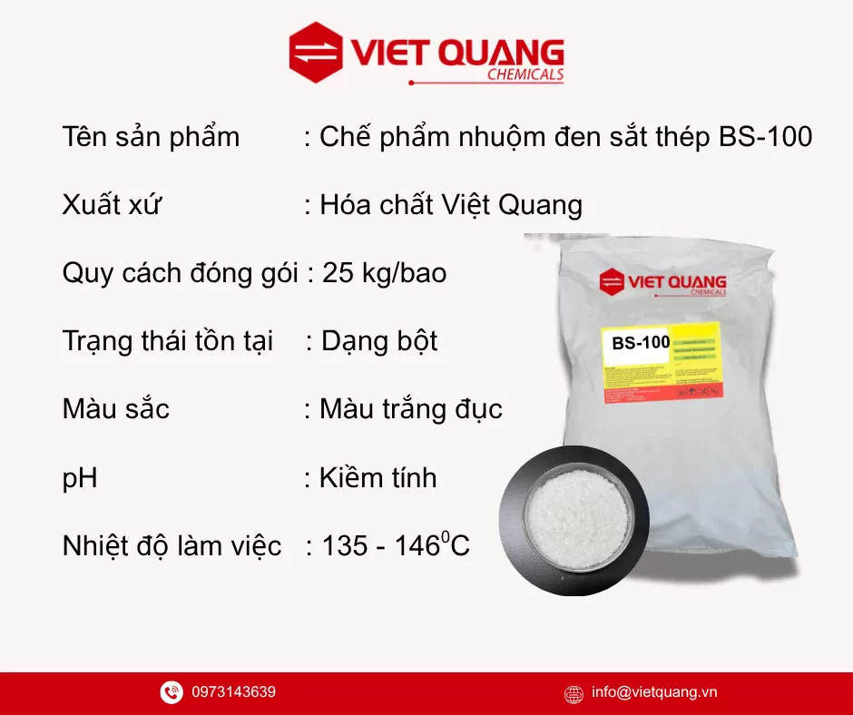 nhuộm đen kim loại, bán hóa chất nhuộm đen kim loại, nhuộm đen sắt, thép, nhuộm đen nhiệt độ cao, black on steel, Hóa chất nhuộm đen sắt thép BS-100
