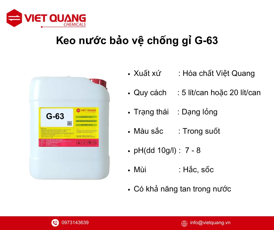 hóa chất bảo vệ bề mặt, không xỉn màu, chống oxy hóa, keo G-63