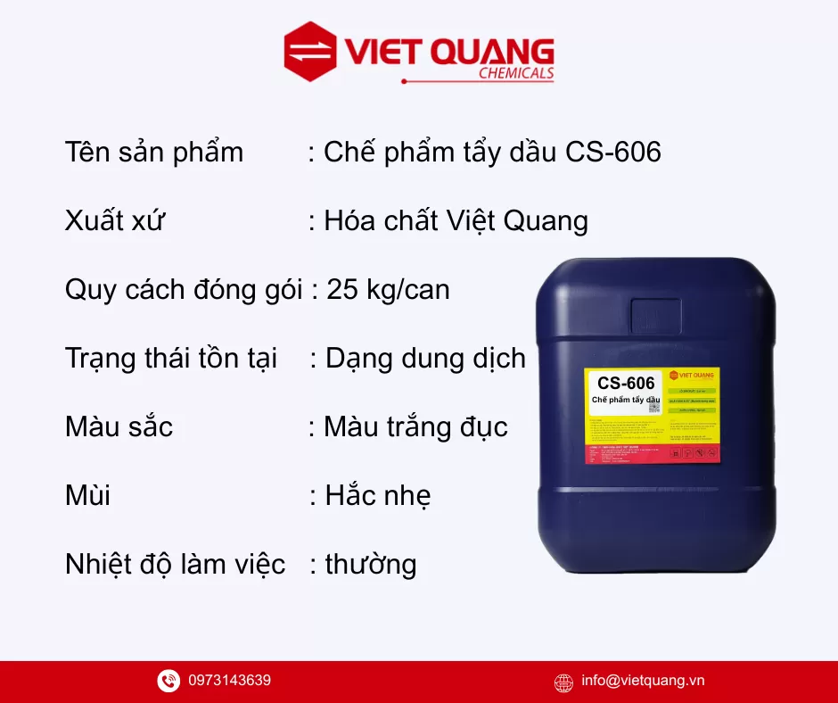 Hóa chất tẩy dầu mỡ, CS-606, làm sạch máy móc
