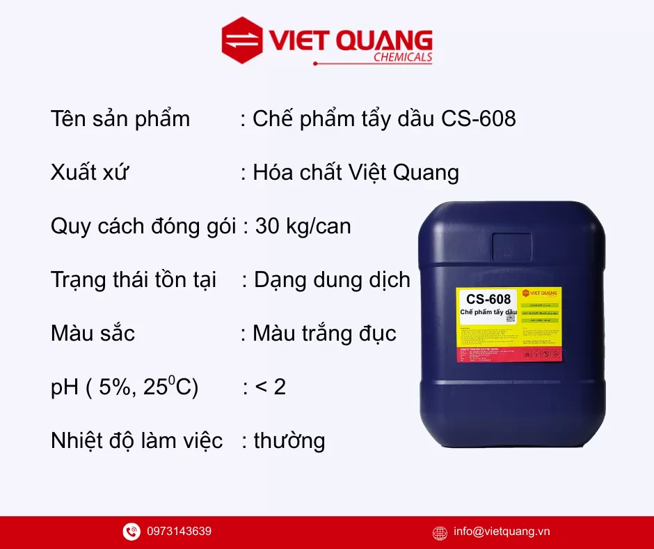 đánh bóng điện hóa, điện hóa, Hóa chất tẩy dầu inox CS-608