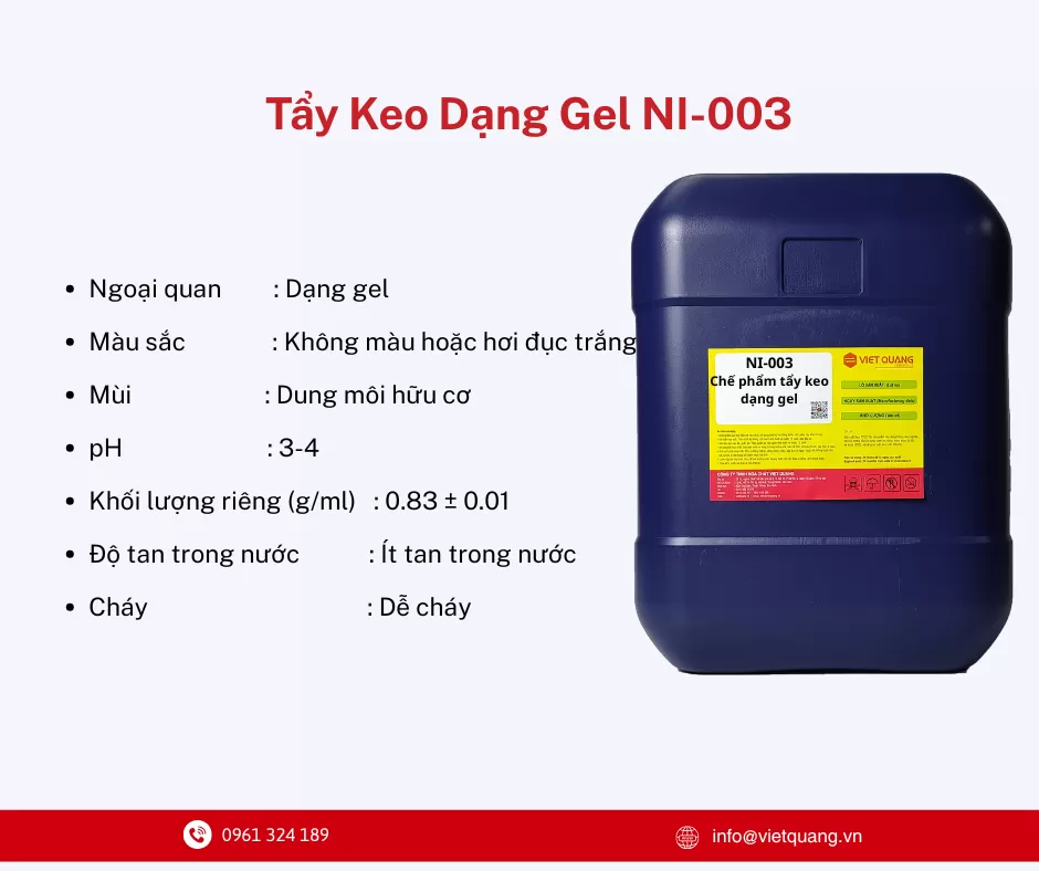 Hóa chất tẩy keo dạng gel NI-003