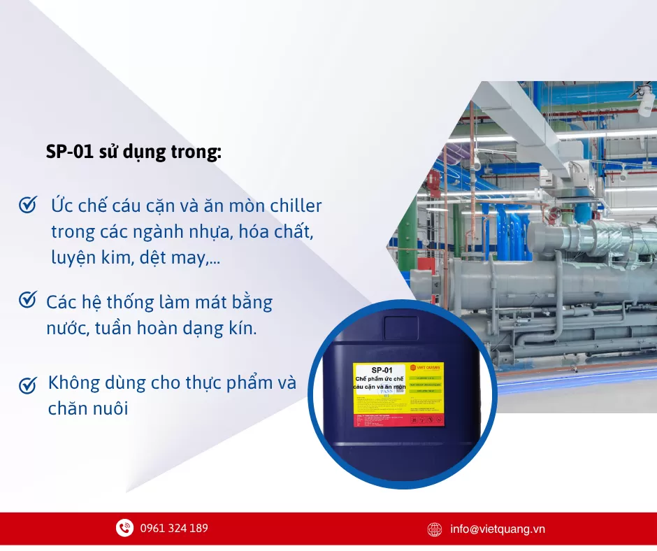 hóa chất ức chế cáu cặn và ăn mòn chiller SP-01- Hóa chất Việt Quang