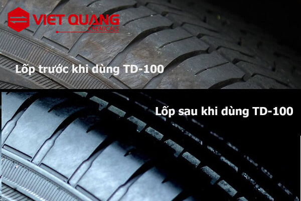 Lốp trước và sau khi sử dụng dung dịch dưỡng bóng td100