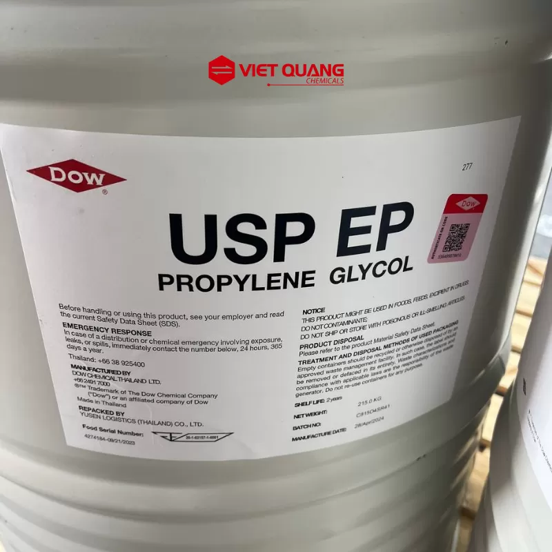 Propylene Glycol – PG – C₃H₈O₂ – Dung môi tan nước an toàn, không mùi