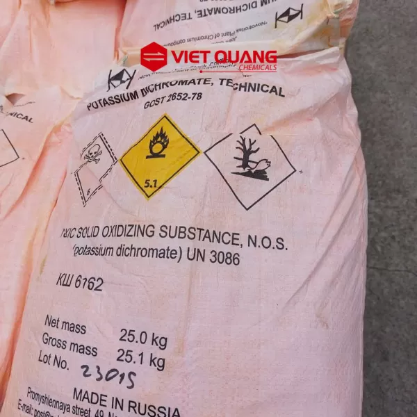 Potassium Dichromate (K2Cr2O7) – Kali Dicromat | Hóa chất Oxy hóa TQ 25kg/bao