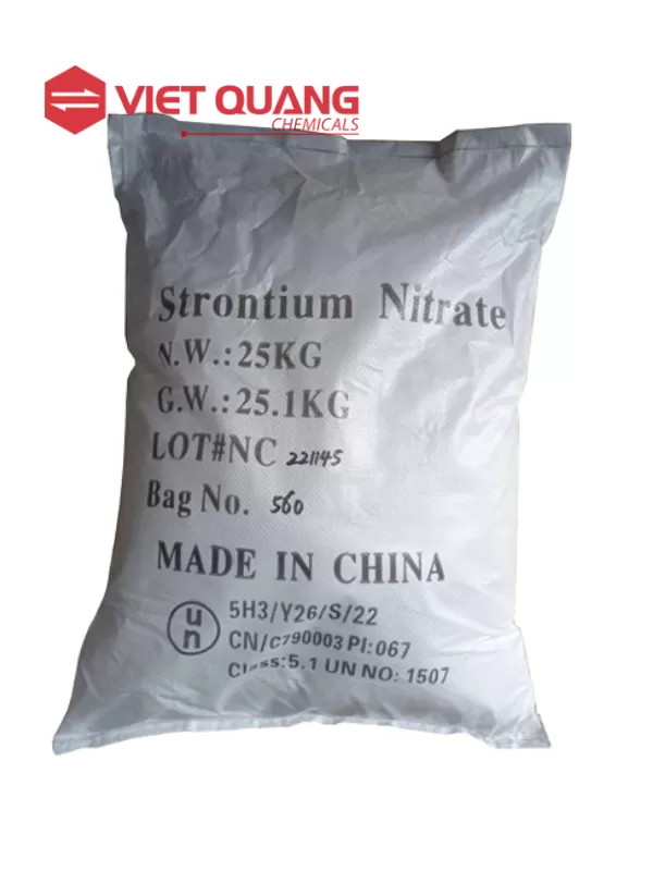 Strontium nitrate, Sr(NO3)2, 25kg/bao, (Trung Quốc)