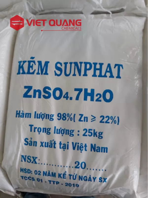 Kẽm sunfat, ZnSO4, 25kg/bao, (Trung Quốc)